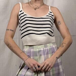 Reformation Black & Cream Striped Knit Tank – Size L